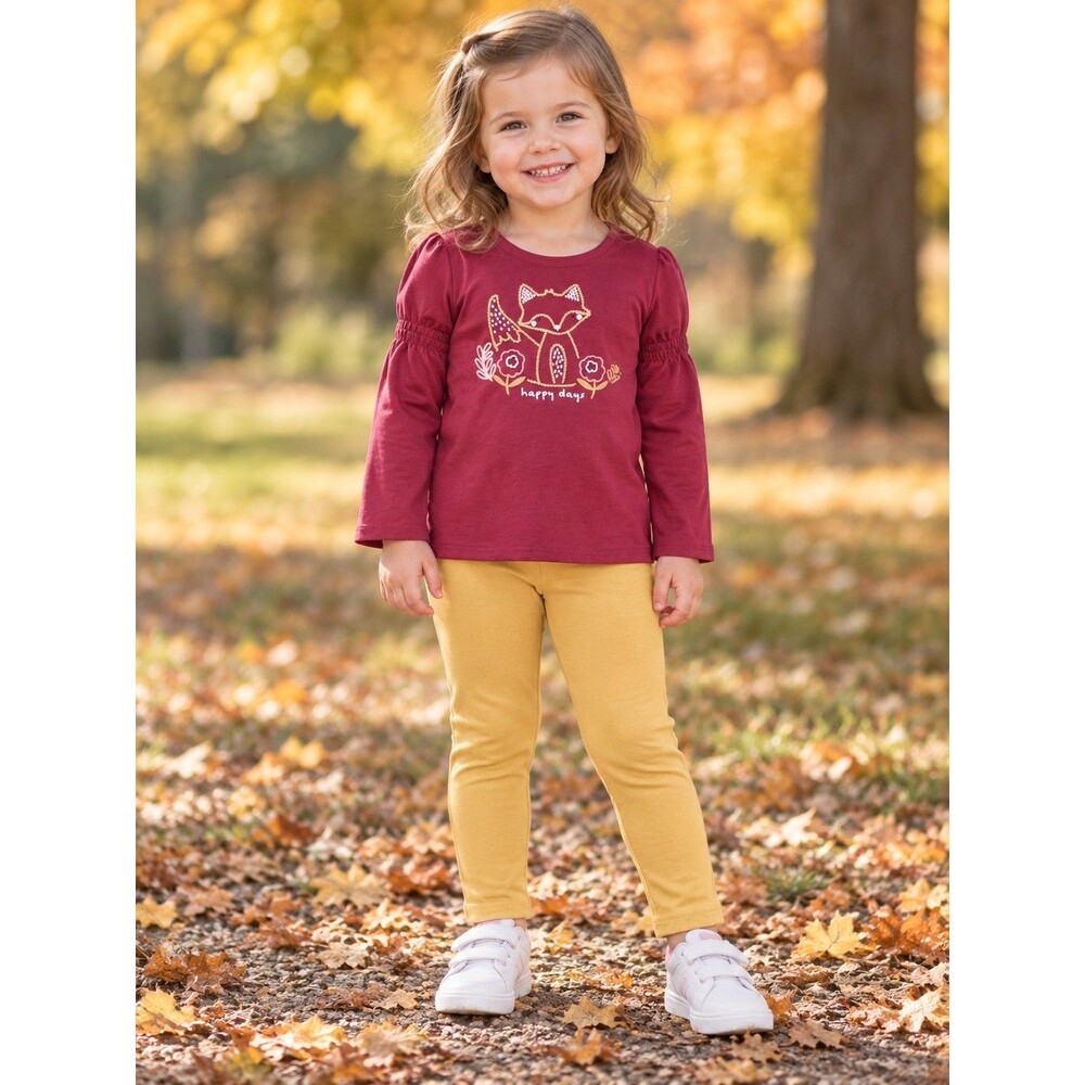 Garanimals Toddler Girls 2-Piece Fox “Happy Days” Long Sleeve Top & Leggings Set